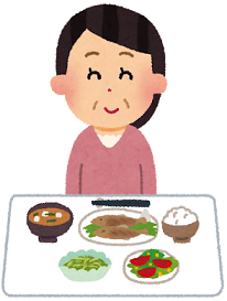 栄養バランスのよい食事を食べている人