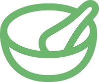 地下鉄薬院駅のシンボルマークで乳鉢と乳棒の絵