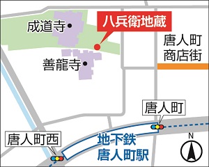 八兵衛地蔵の位置を表す地図