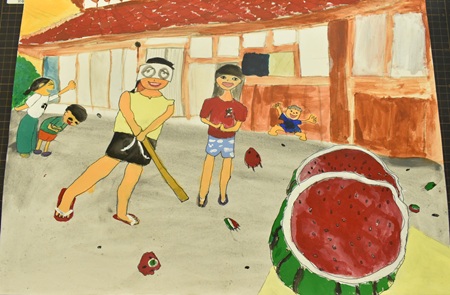 佐々木　花「笑顔のスイカ割り」