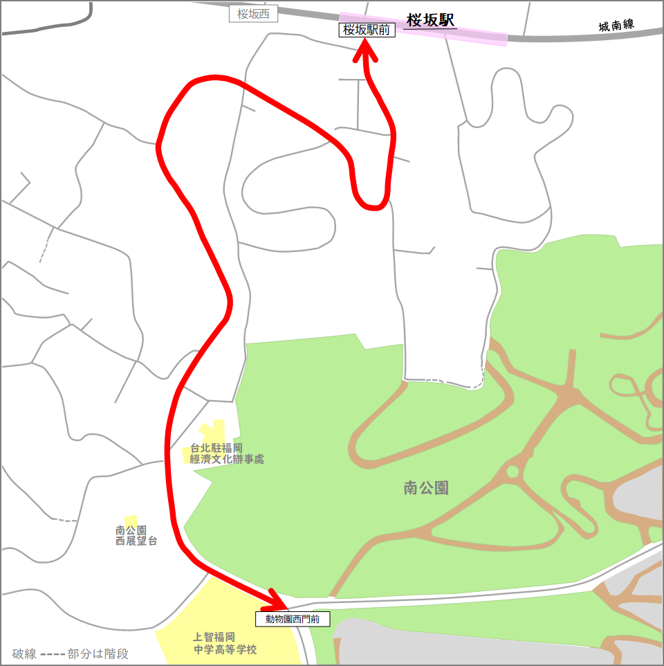桜坂山の手通りの認定箇所拡大図