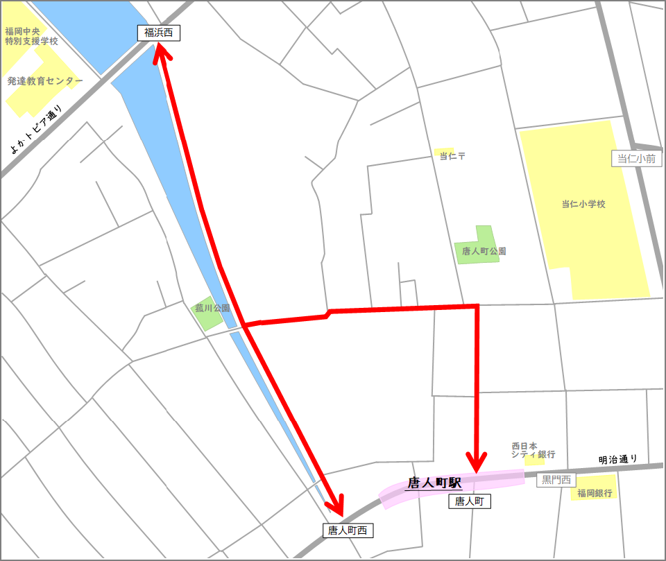 ホークス唐人通りの認定箇所拡大図