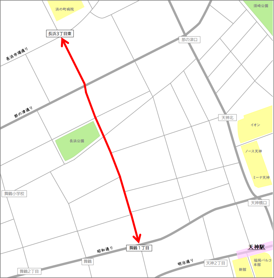親不孝通りの認定箇所拡大図