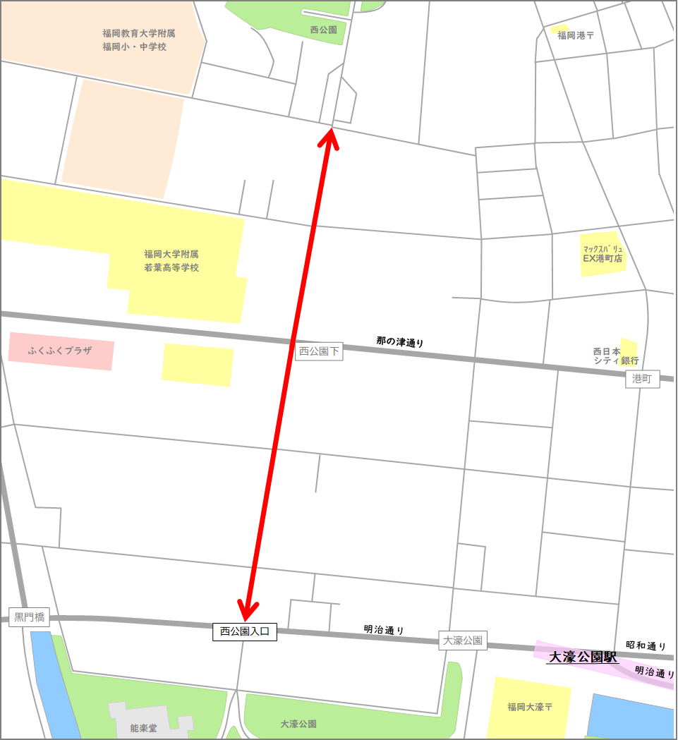 西公園さくら参道の認定箇所拡大図