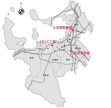 平成３０年度に修繕した主な橋梁の位置図