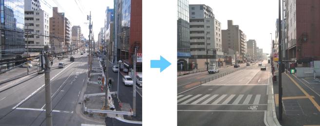 電線共同溝整備前後の写真