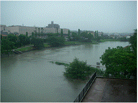雨天時の野間大池