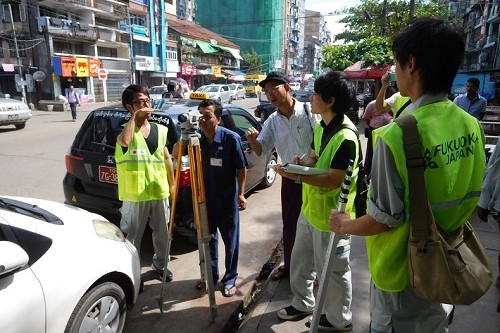 ヤンゴン市での測量調査