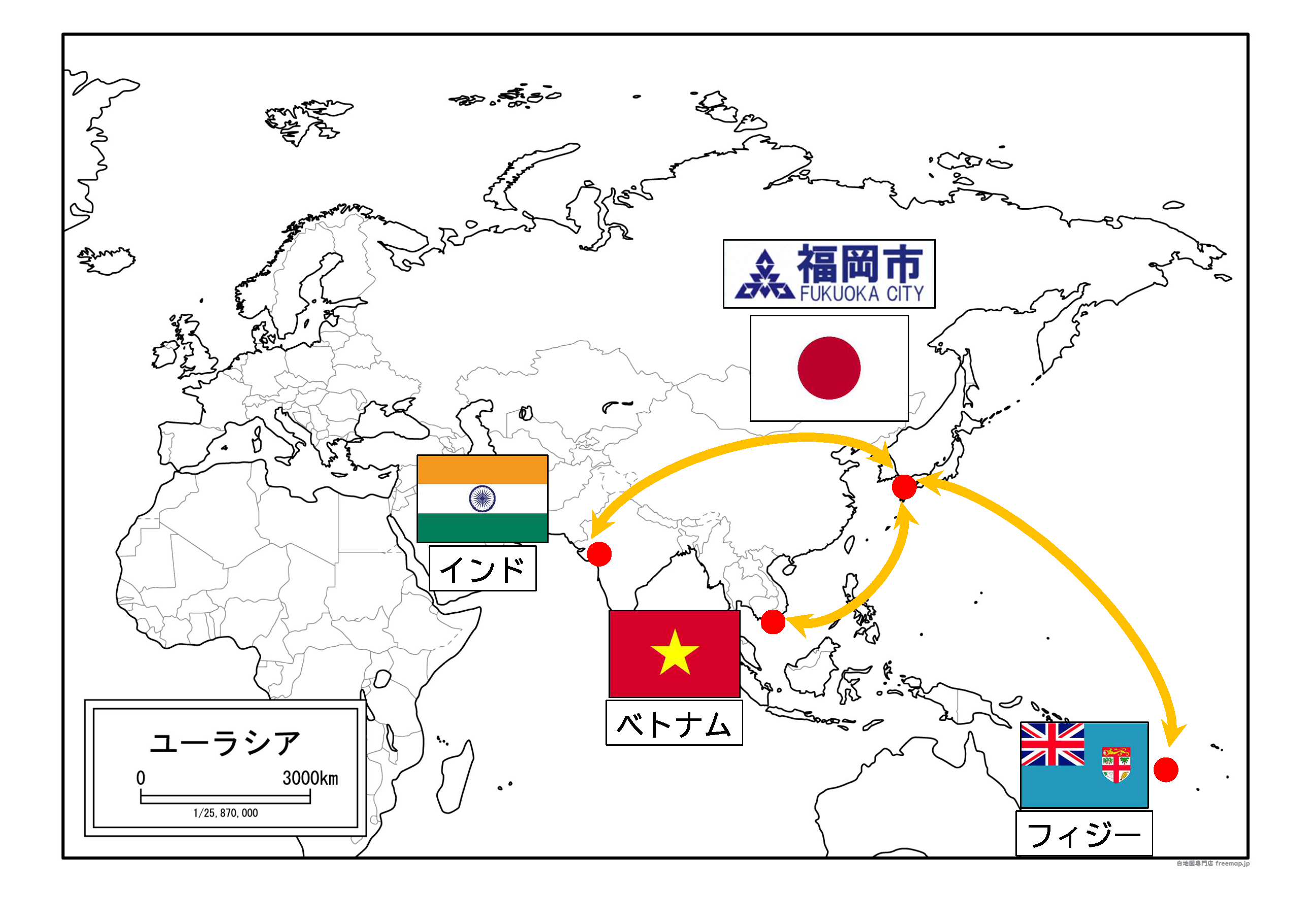 福岡市が技術協力を行っている主な国