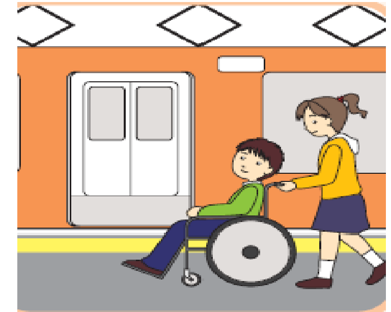 【画像】車いすを押す女性のイラスト