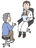 医師に相談をするおじいさんのイラスト