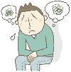 悩んだり困ったりしている男性のイラスト