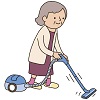 掃除機をかけるおばあさんのイラスト