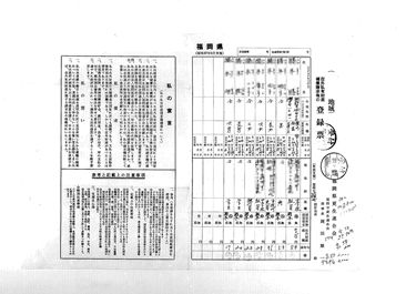 画像:在外私有財産補償請求権の登録票《他家族６名》
