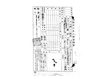 画像:撫順市日本人身分調書