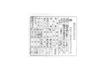 画像:予防接種証明書＜種痘他叶7種＞