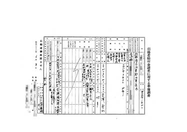 画像:引揚者給付金請求に対する準備調書