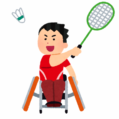 車いすバドミントンの絵