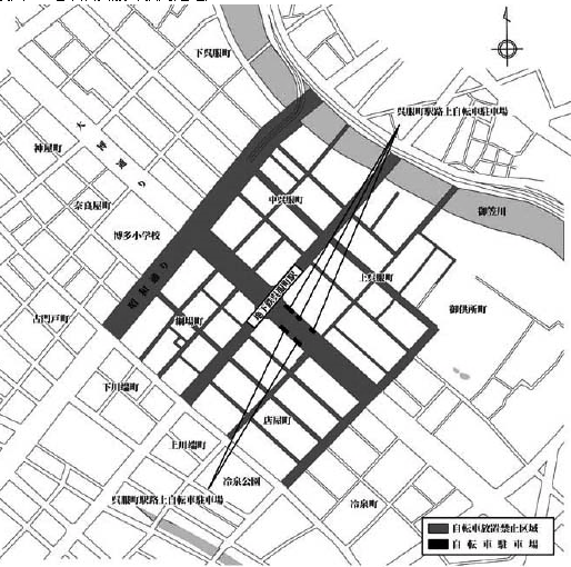 呉服町駅周辺　自転車放置禁止区域図