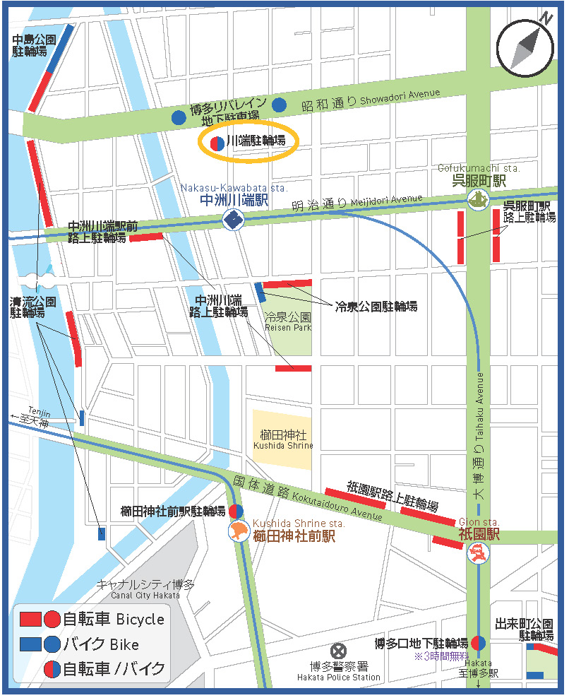 川端自転車駐車場の地図