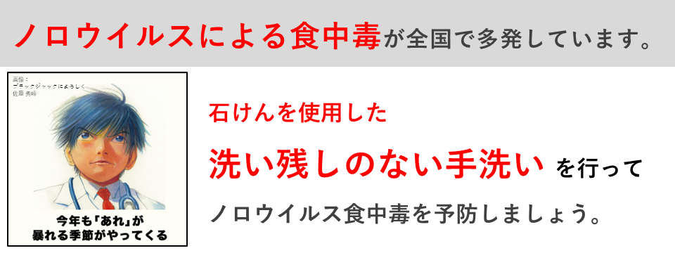 ノロウイルスによる食中毒が全国で多発しています