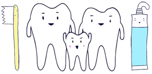 歯と歯ブラシのイラスト