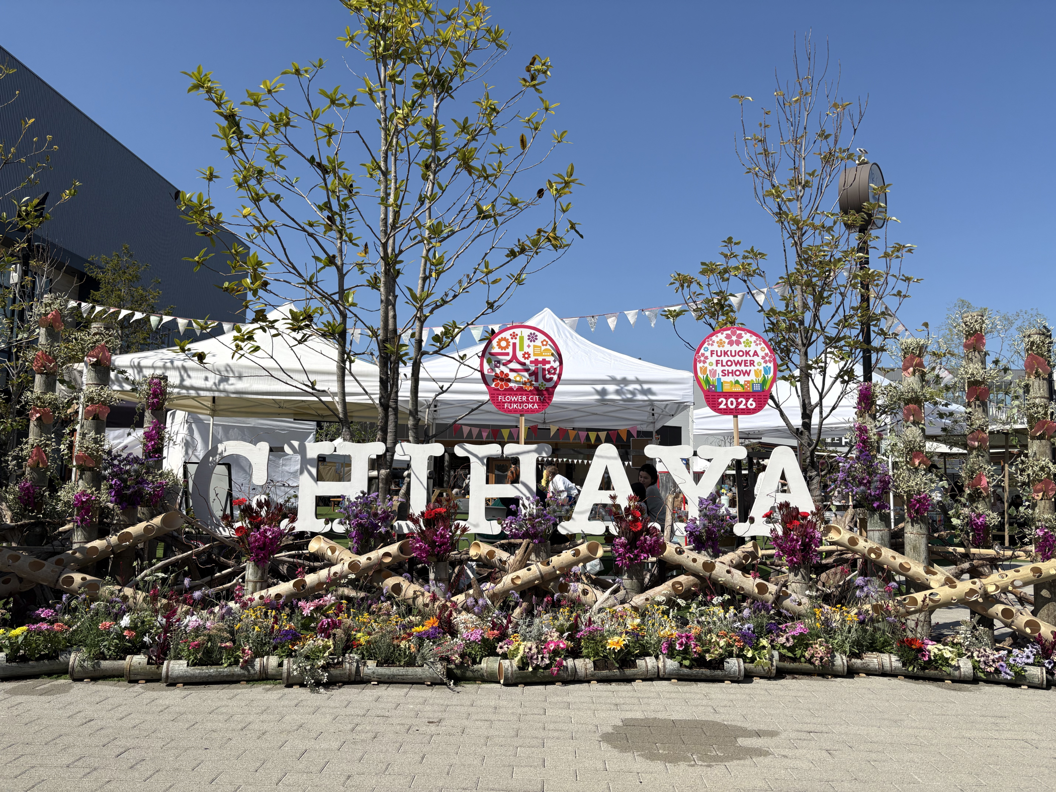 昼に撮影した花のオブジェ