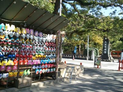 「筥崎参道お馴染みの、お面やさん」の拡大画像