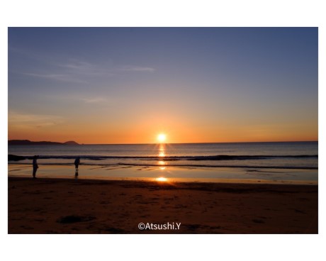 奈多海岸の夕日