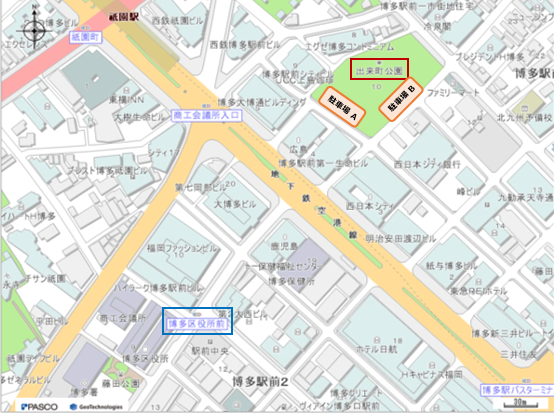 出来町公園駐車場の位置図