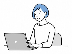 女性がパソコンを扱うイラスト