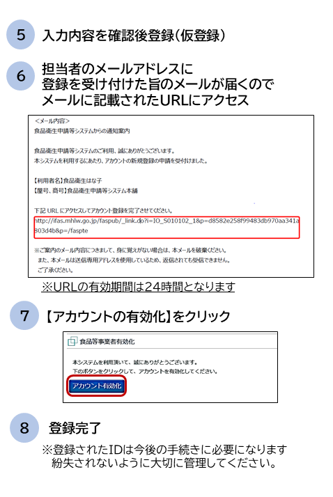 アカウント作成　登録完了