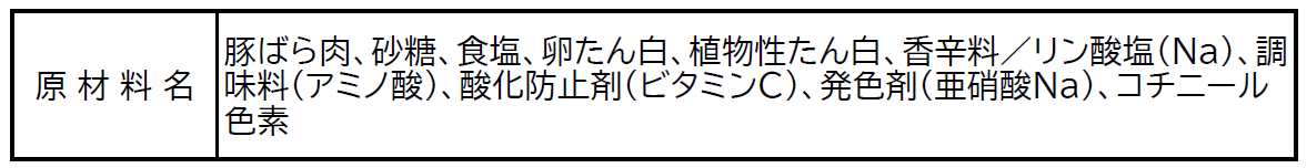 原材料と添加物をスラッシュで区分して表示した例
