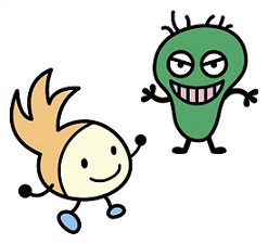 ニッコりんとワルもんのイラスト