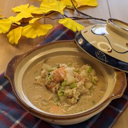 鮭とかぶのミルクみそ雑炊の写真