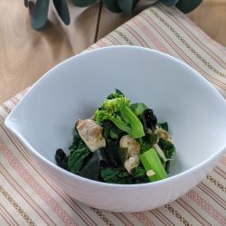 菜の花とあさりの辛子酢みそ和えの写真