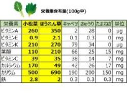 小松菜栄養数値の写真