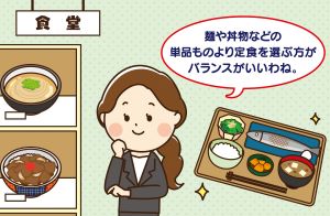 「麺や丼物などの単品ものより定食を選ぶ方がバランスがいい」