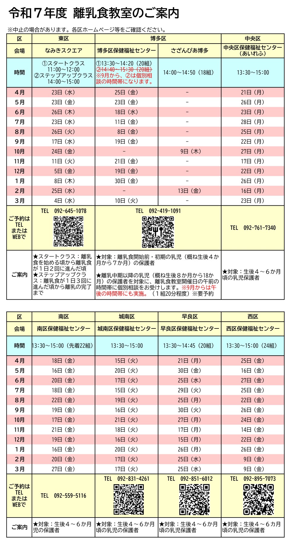 令和七年度　離乳食教室のご案内