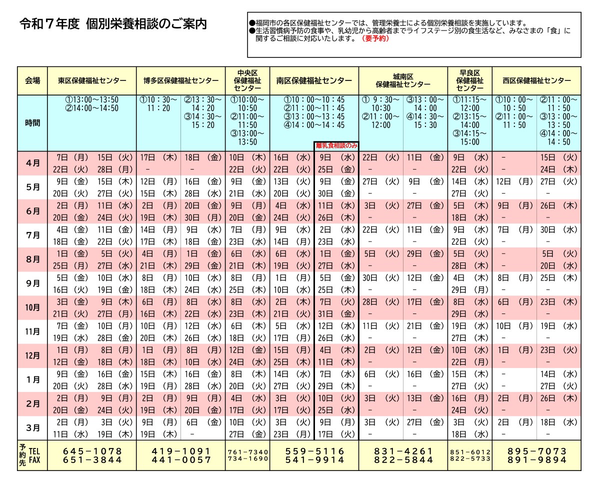 令和７年度 個別相談のご案内