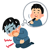 腹痛を起こしている人のイラスト