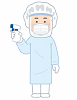 消毒する人のイラスト