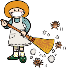 掃き掃除をしているイラスト