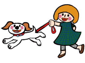 犬と散歩する人のイラスト