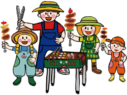 バーベキューをしているイラスト