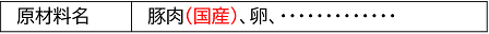 対象原材料が生鮮食品の場合の表示例