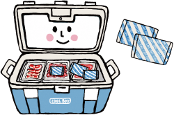 保冷剤を十分に入れたクーラーボックスのイラスト