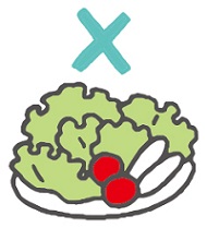 生野菜のイラストにバツ印を付けたイラスト