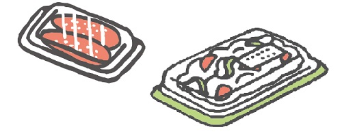 パック包装されたそうざいのイラスト