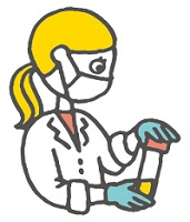 白衣を着た人が試験管を持って検査しているイラスト
